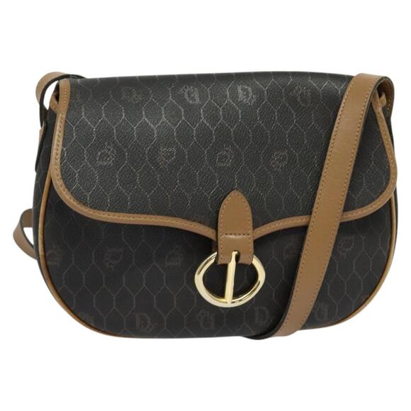 DIOR Honeycomb Canvas Shoulder Bag Pvc Black Gold - Picture 1 of 12